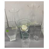Glass vases, candle holder & chimneys