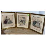 3 Victorian Fashion dresses framed-15x13