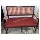 Antique barley twist padded bench-