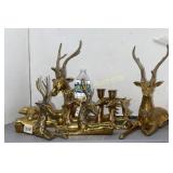 7 brass deer, 3 are candle holders