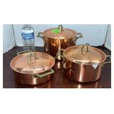 New 3 Revere Ware copper/stainless steel pans &