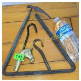 Dinner bell & brass horse head w/hook