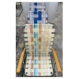 3 web lawn chairs, 1 needs repaired, 1 low to
