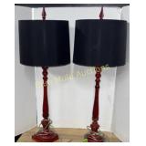 2 matching iron red lamps-35'tall