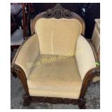 Antique wood & upholstery chair-37'tall,33ï¿½across