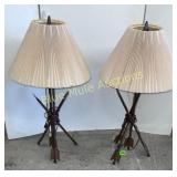 2 iron arrow matching lamps-30'tall