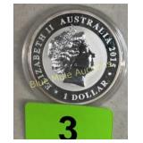 Silver 2015 Kookaburra Dollar
