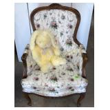 Antique wood & upholstered chair w/Mary Meyer