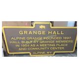 Lg WY Grange Hall wood sign-77x38