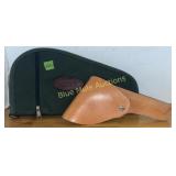 Boyt hand gun case & leather holster