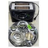 Pewter items & toaster