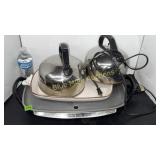Farberware Griddle, 2 tea pots, cow dish