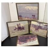 4 framed wildlife pictures-15x12