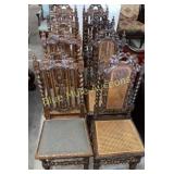 6 antique highback chairs, 2 are caned-42'tall