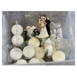 Tea lights, candles, glass candle holders