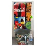 Contemporary beer bucket & tin Coca-Cola sign