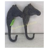 2 iron horse head hooks-6'tall