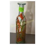 Hand blown bottle w/strips-12'tall