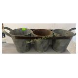 3 metal buckets connected-9'tall,32'long
