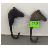 2 iron horse head hooks-6'tall