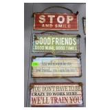 4 corrugated hanging signs-12x5each