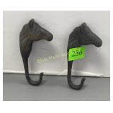 2 iron horse head hooks-6'long