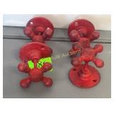4 red style knob hangers-3'tall