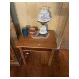 School Desk, Lamp, 2 candles,