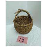 Wicker Basket With Deer Antler Handle