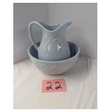 Baby Blue Pitcher & Bowl Set