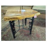 Finished Wood Slab Side Table - Wine Rack