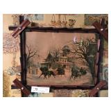 Vintage Criss Cross Frame with Snow Scene Print