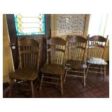 4 Modern Oak Press Back Dining Room Chairs