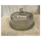 Vintage Glass Cake Plate With Glass Cover
