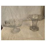 Pattern Glass Compote and Thistle Patterned Vase
