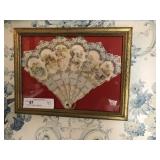 Framed Vintage Folding Fan