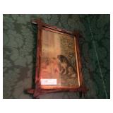 Vintage Print of Small Child with Dog and Cat