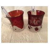 2 Ruby Flash Glass Souvenirs