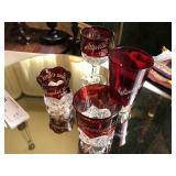 4 Ruby Flash Glass Souvenirs