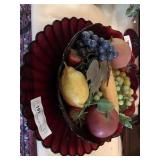 Ruby Glass Center Bowl with Under Plate