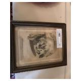 Vintage Bureau Storage Box with Color Lithograph