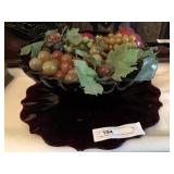 Ruby Glass Center Bowl with Scalloped Edge Plate