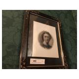 Print of Young Lady in Vintage Incise Carved Frame