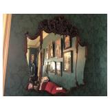 Very Ornate Mahogany Carved Mirror