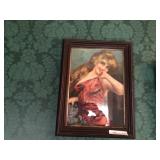 Victorian Print of Young Lady in Red Dress