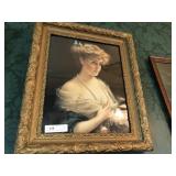 Victorian Print of Young Lady with Pearl Necklace