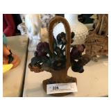 Cast Iron Basket of Flowers Painted Door Stop