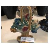 Cast Iron Painted Basket of Flowers Doorstop
