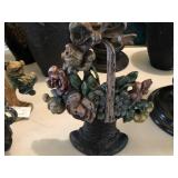 Cast Iron Painted Basket of Flowers Doorstop