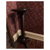 Unusual Mahogany Swivel Pedestal Plant Stand